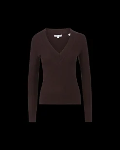 Coleta V-Neck Cashmere Sweater in Dark Chocolate