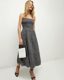 Cornelia Smocked Dress in Navy Multi