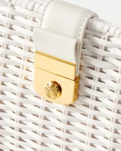 Crest Lock Basket Clutch in Off-White