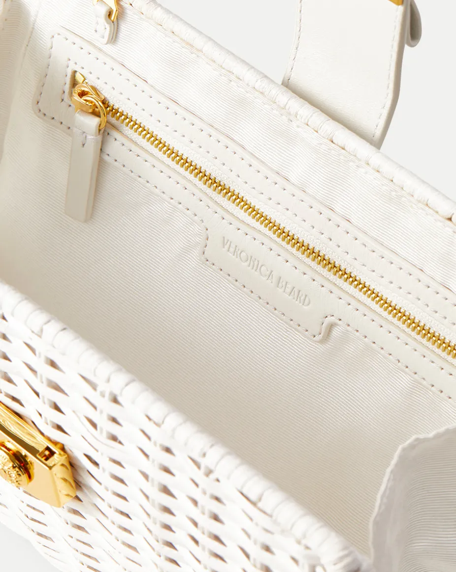 Crest Lock Basket Clutch in Off-White
