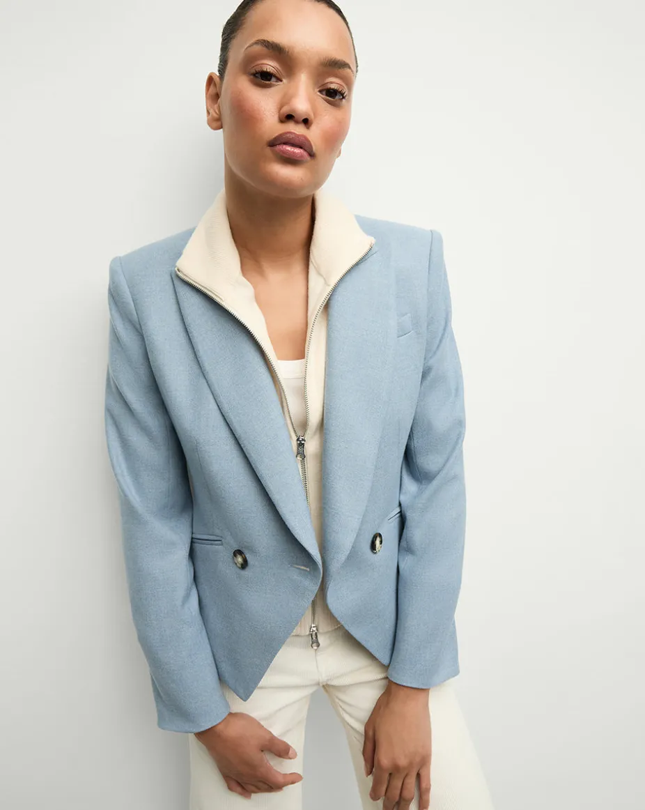 Cropped Rickie Dickey Jacket in Heather Smoke Blue