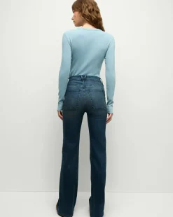 Crosbie Patch-Pocket Slim Wide-Leg Jeans in Northern Lights