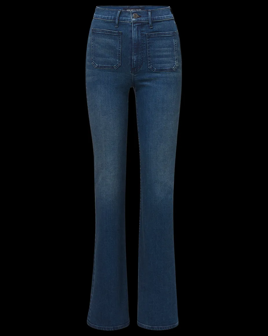 Crosbie Patch-Pocket Slim Wide-Leg Jeans in Northern Lights