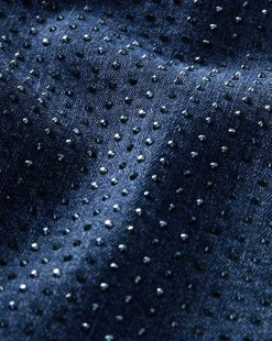 Crosbie Rhinestone Wide-Leg Jean in Indigo Rinse