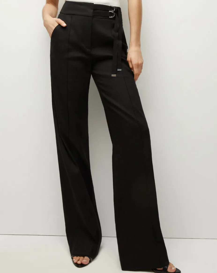 Cruz Stretch-Linen Pants in Black
