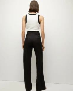 Cruz Stretch-Linen Pants in Black