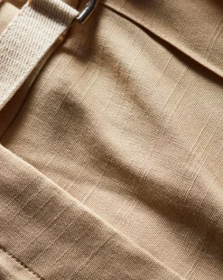 Cruz Stretch-Linen Pants in Stone Khaki