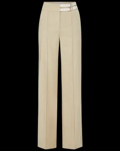 Cruz Stretch-Linen Pants in Stone Khaki