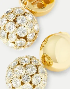 Crystal Sphere Stud Earrings in Gold