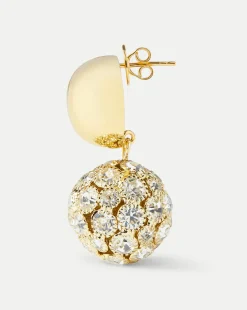 Crystal Sphere Stud Earrings in Gold
