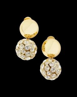 Crystal Sphere Stud Earrings in Gold