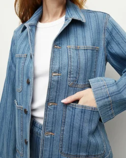 Dahl Striped Denim Jacket in Sapphire Stripe