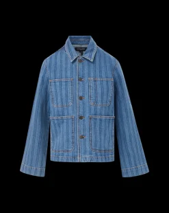 Dahl Striped Denim Jacket in Sapphire Stripe