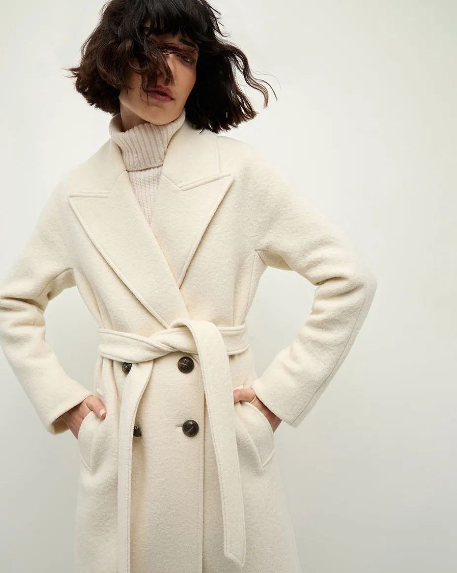 Della Wool Dickey Coat in Ecru