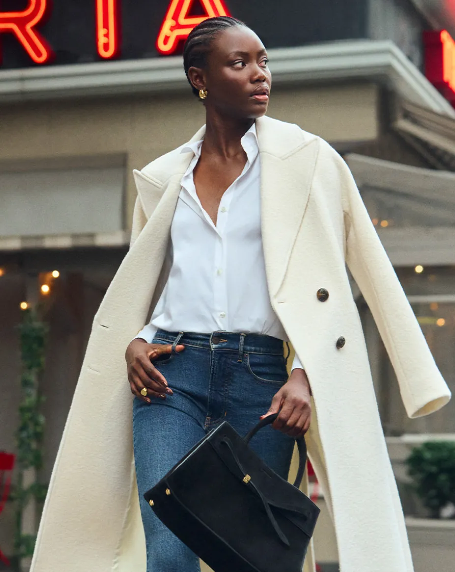 Della Wool Dickey Coat in Ecru