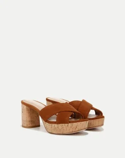 Dory Brown Block Cork-Heel Sandal