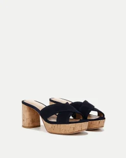 Dory Navy Blue Block-Heel Sandal