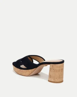 Dory Navy Blue Block-Heel Sandal