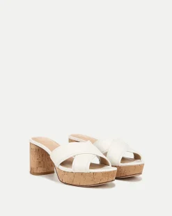 Dory White Cork Block-Heel Sandal