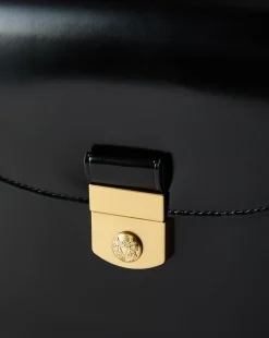 Double Link Flap Bag in Black