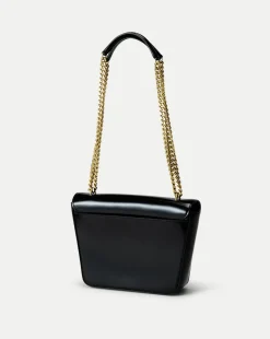 Double Link Flap Bag in Black
