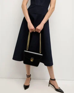 Double Link Flap Bag in Black