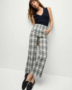 Dova Plaid Pant in Ivory/Navy