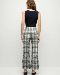 Dova Plaid Pant in Ivory/Navy