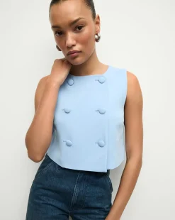 Drexley Cropped Vest in Blue Sky