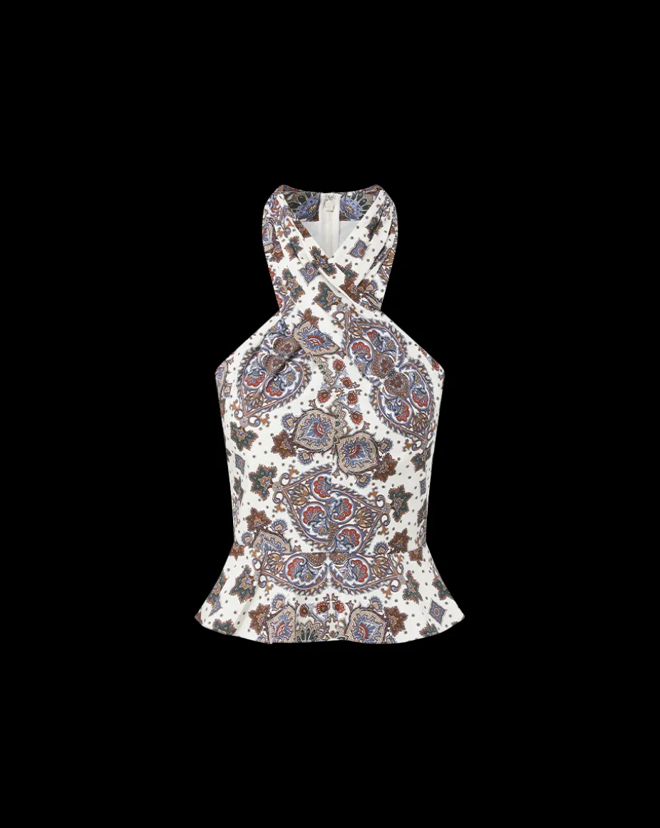 Drey Kaleidoscope-Print Top in Off-White Multi