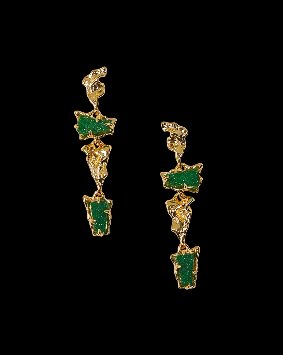 Druzy Linear Earring in Gold