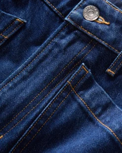 Dylan Cuffed Straight-Leg Jeans in Indigo Denim