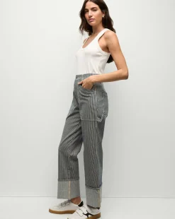 Dylan Striped Cargo Straight-Leg Jean in Solstice Stripe