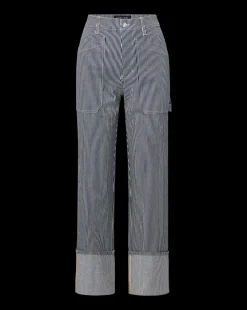 Dylan Striped Cargo Straight-Leg Jean in Solstice Stripe