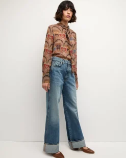 Elaine Bow Blouse in Dark Chocolate Multi