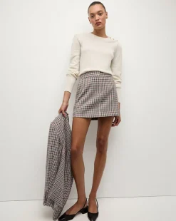 Elara Plaid Mini Skirt in Oat, Pink & Red Check