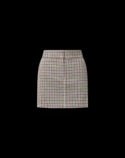 Elara Plaid Mini Skirt in Oat, Pink & Red Check