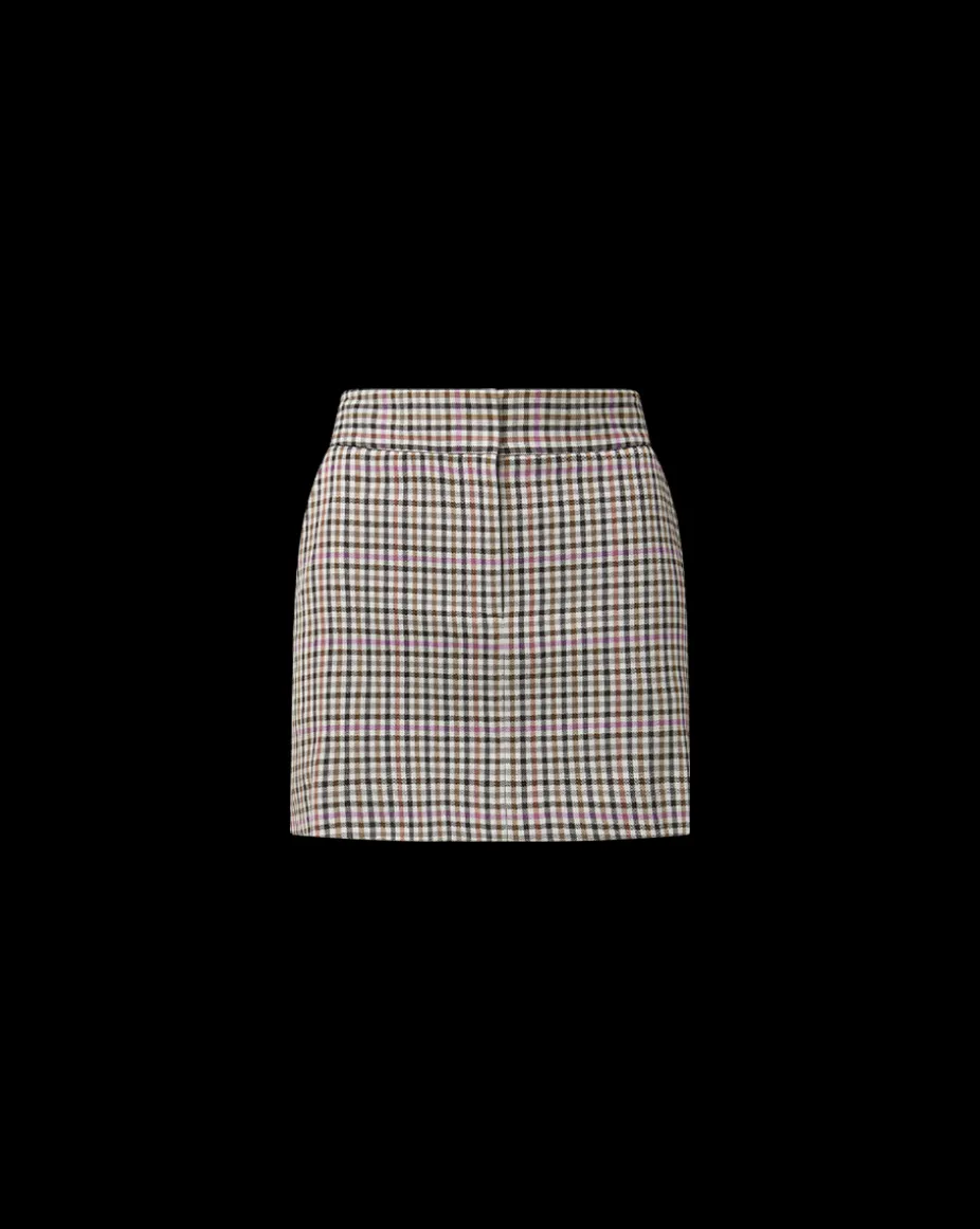 Elara Plaid Mini Skirt in Oat, Pink & Red Check