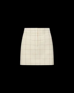 Elara Plaid Skirt in Ecru/Deep Ochre