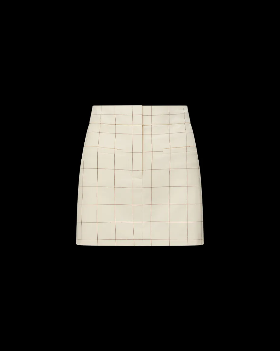 Elara Plaid Skirt in Ecru/Deep Ochre