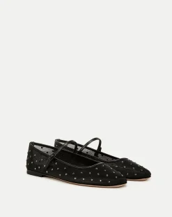 Ellie Crystal Mesh Flat in Black