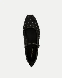 Ellie Crystal Mesh Flat in Black