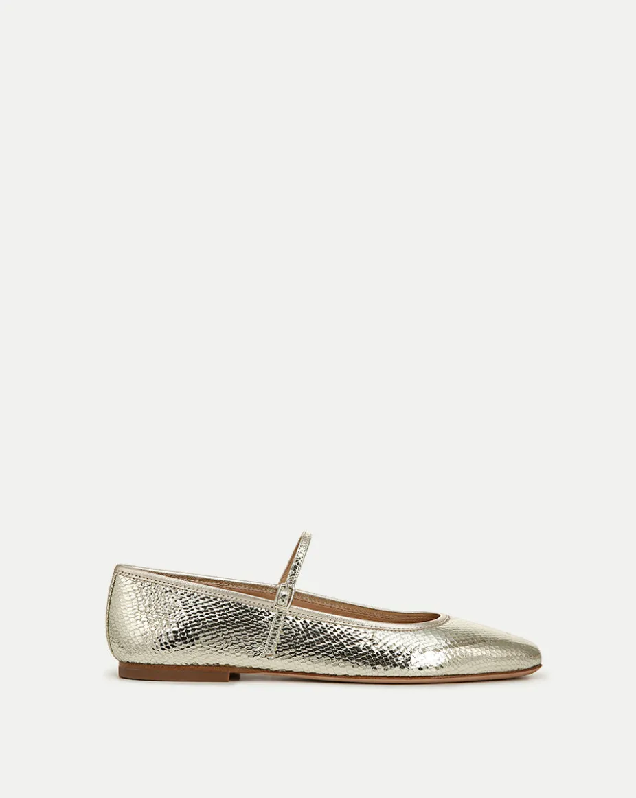 Ellie Metallic Flat in Platinum