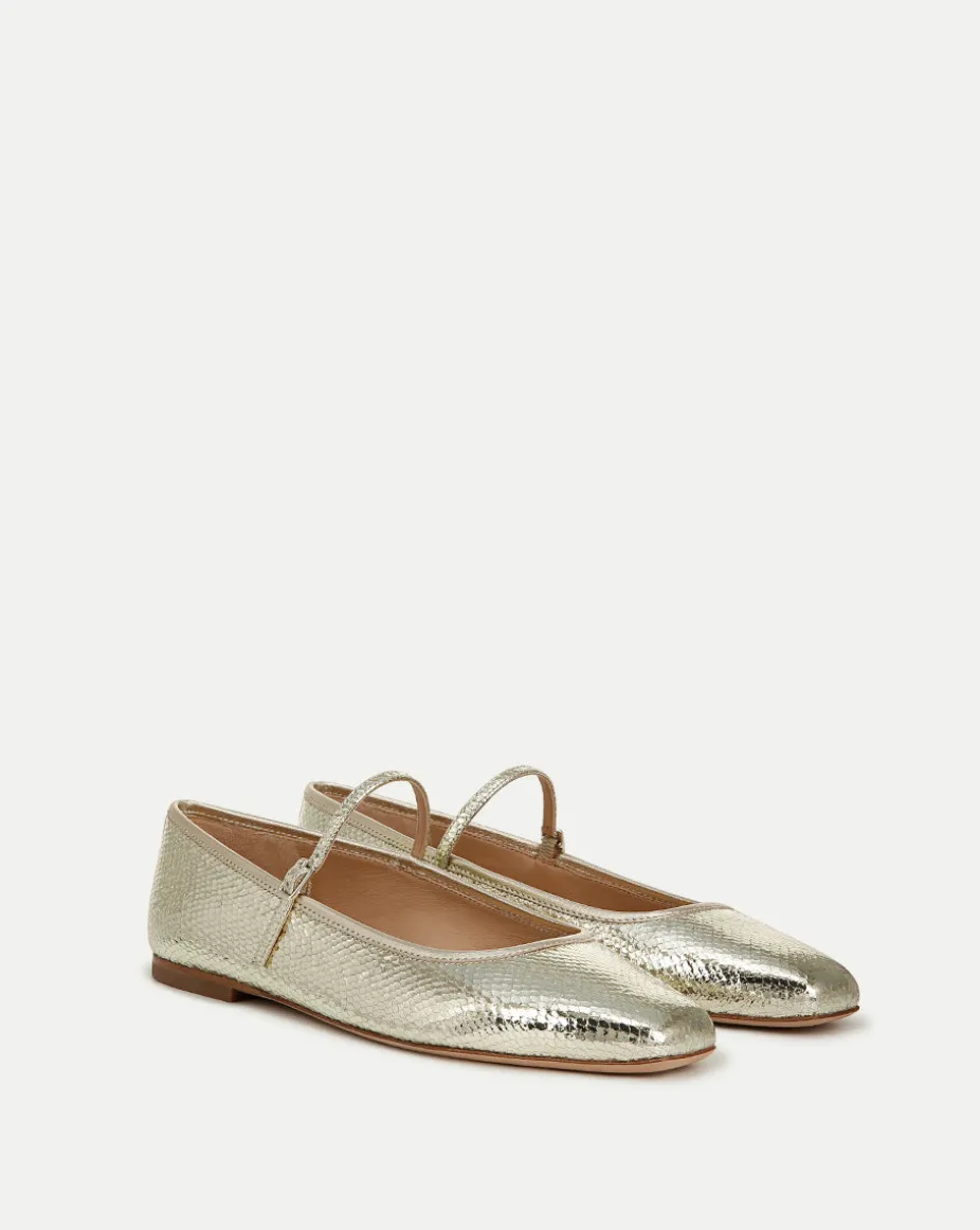 Ellie Metallic Flat in Platinum