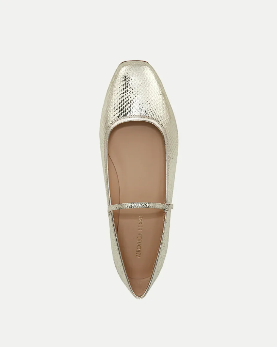 Ellie Metallic Flat in Platinum