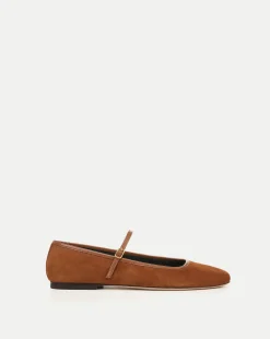 Ellie Suede Flat in Caramel