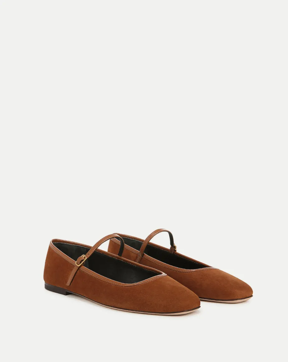 Ellie Suede Flat in Caramel