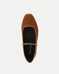 Ellie Suede Flat in Caramel