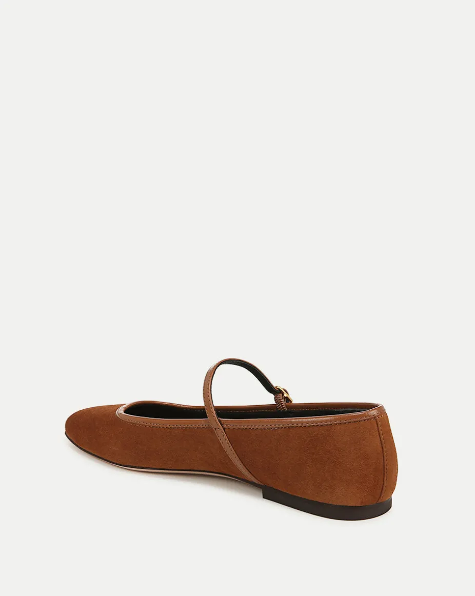 Ellie Suede Flat in Caramel