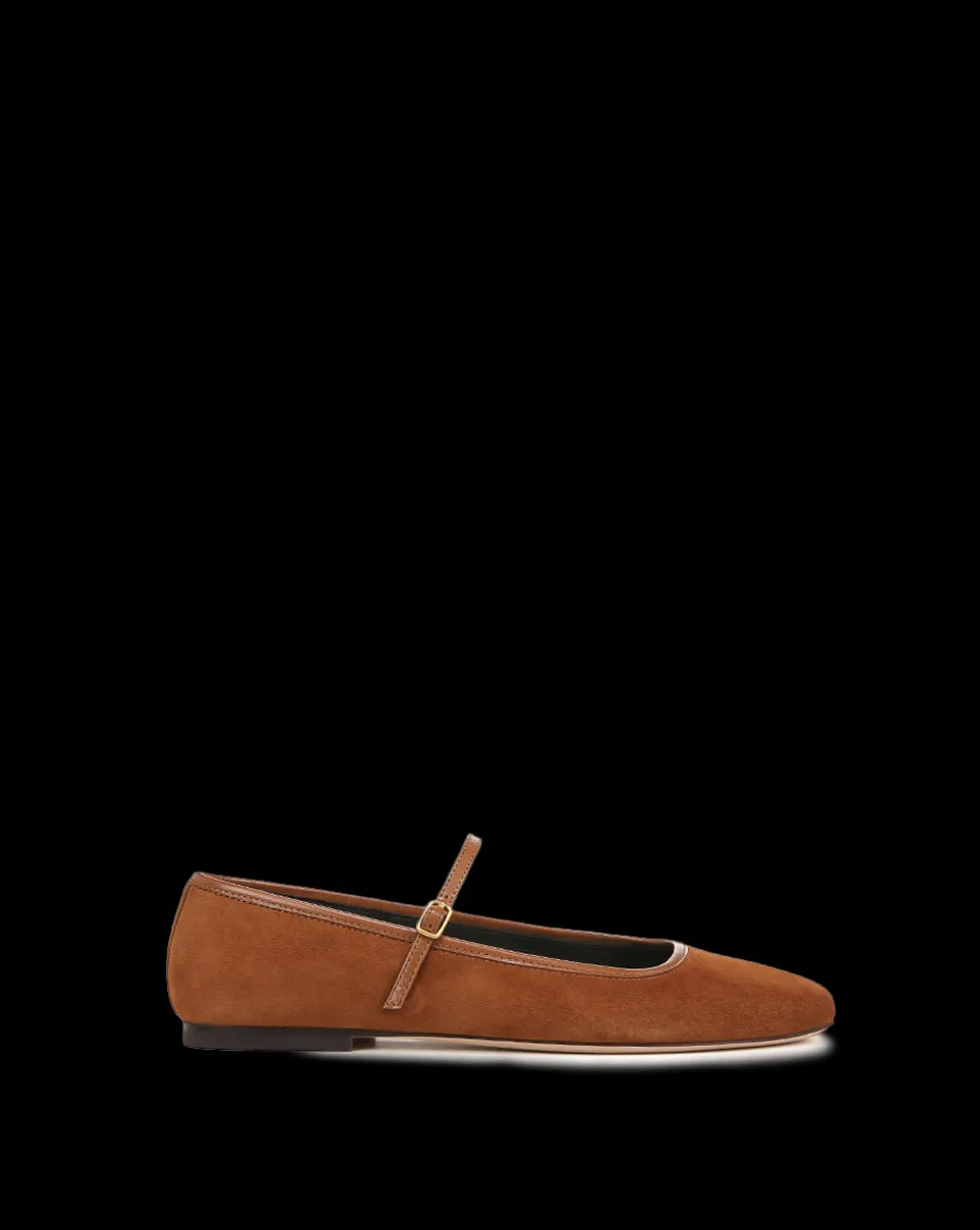 Ellie Suede Flat in Caramel